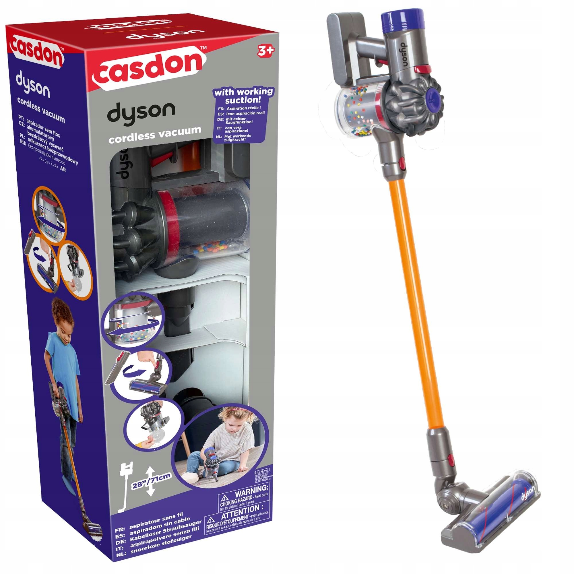 ODKURZACZ DYSON PIONOWY DLA DZIECI Z DŹWIĘKIEM BEZPRZEWODOWY CASDON Materiał plastik