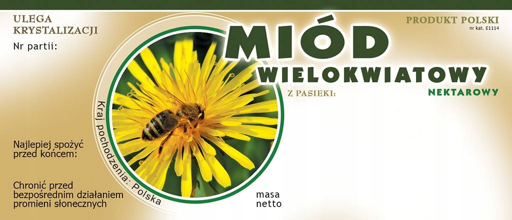 

Etykiety na Miód Wielokwiatowy (100szt) wzór E1114