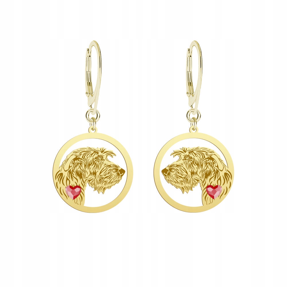 Náušnice Zlaté s psem Irský vlkodav 925 Dárek Žena Gravírování Bonus