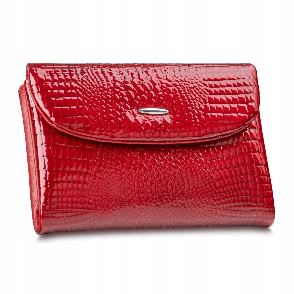 Portfel Damski Skórzany Diamond Czerwony Mały Rfid Skóra Naturalna