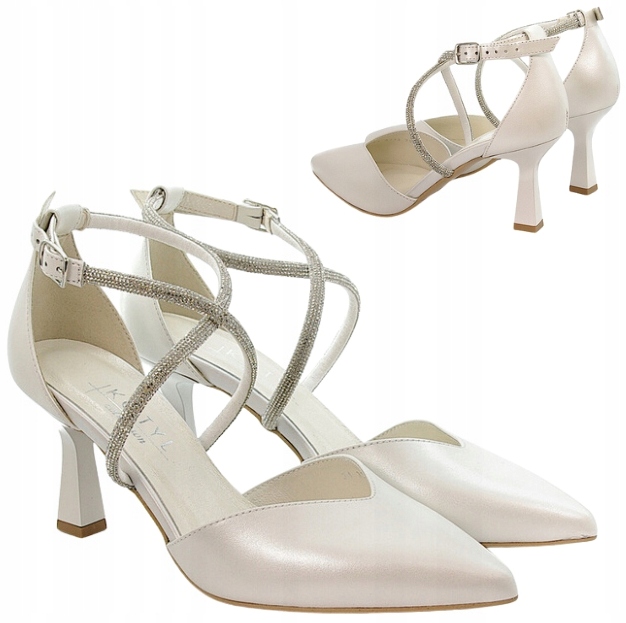 Buty Damskie na Szpilce Kotyl 40 Sandały Damskie z Cyrkoniami 3713