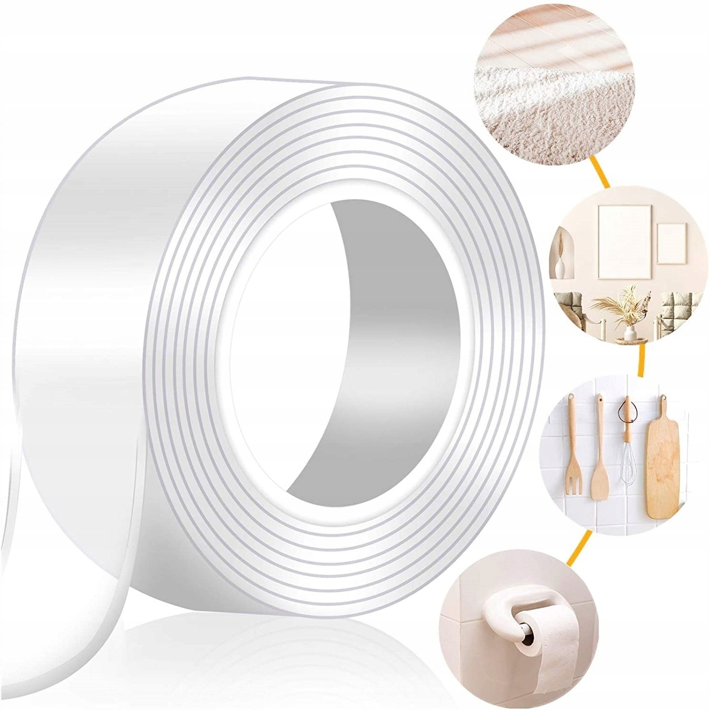 TAŚMA NANO DWUSTRONNA WIELOKROTNEGO UŻYTKU KLEJĄCA MONTAŻOWA WODOODPORNA 5M Szerokość 20 mm