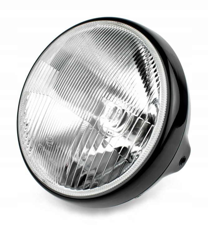 LAMPA MOTOCYKLOWA PRZEDNIA 7 CALI 12V CZARNA RAMKA