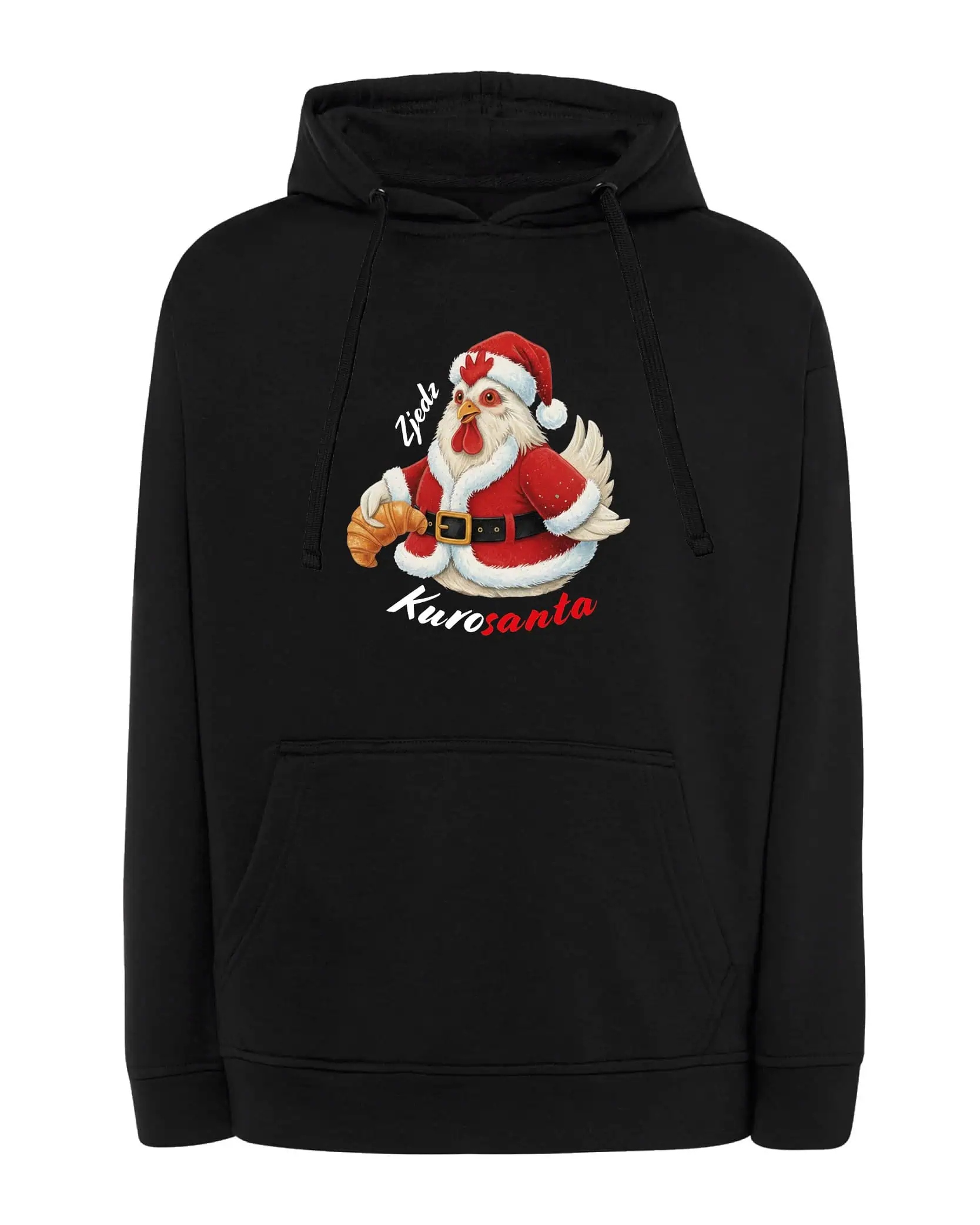 Mikina s kapucí Snězte KuroSanta Legrační Vánoce Černá XL