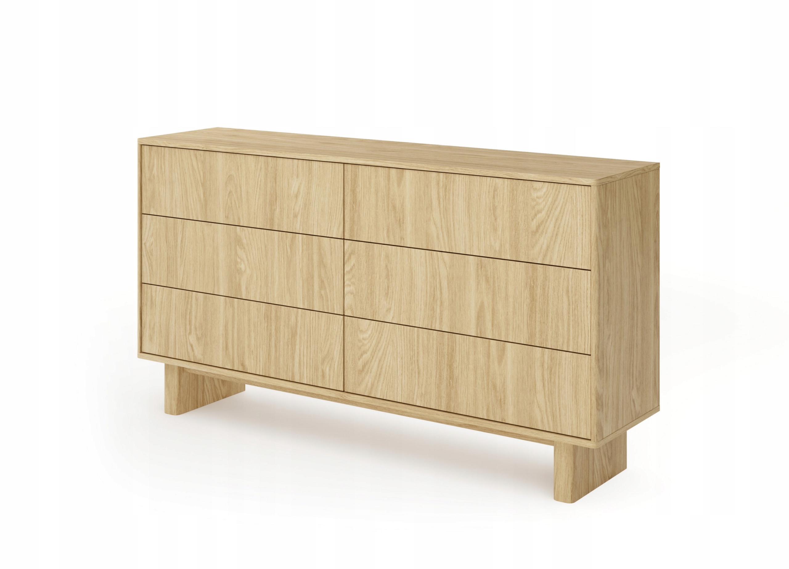Komoda Trave 153,5 cm do obývacího pokoje Ložnice 6 zásuvek Dub