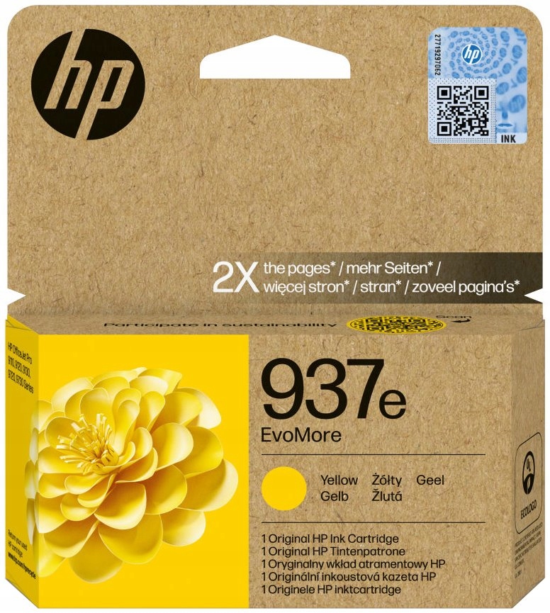 Hp 937e Žlutá EvoMore originální inkoustová kazeta
