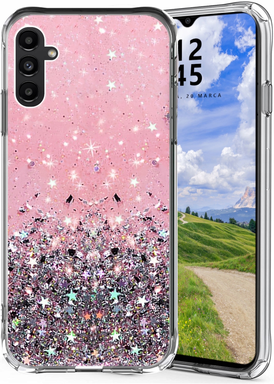 

Etui do Samsung A04S Glitter Case Brokat Szkło