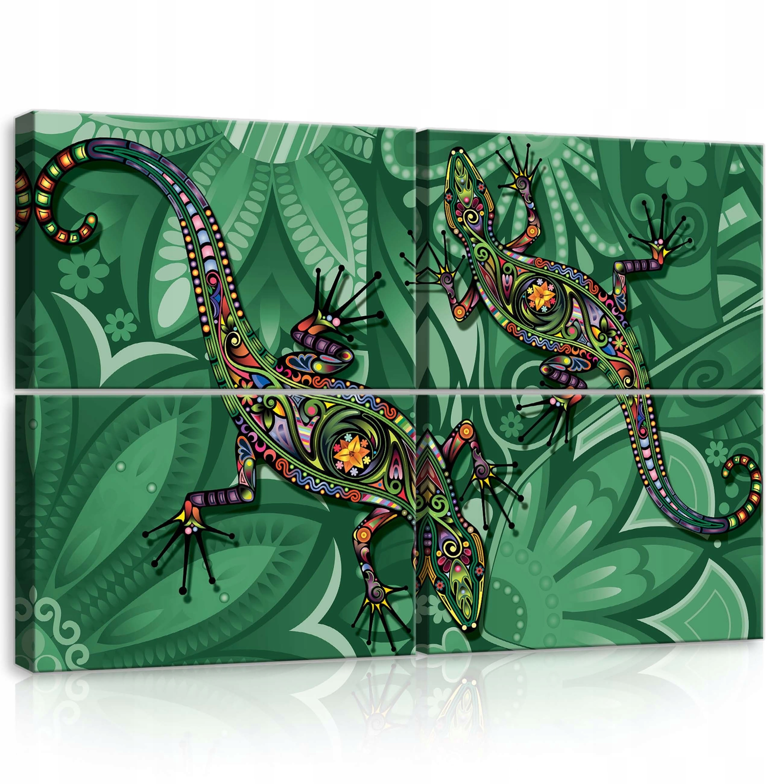 Obraz 120x80 modulárny triptych jašterice gekóny abstrakcia trópy dekor