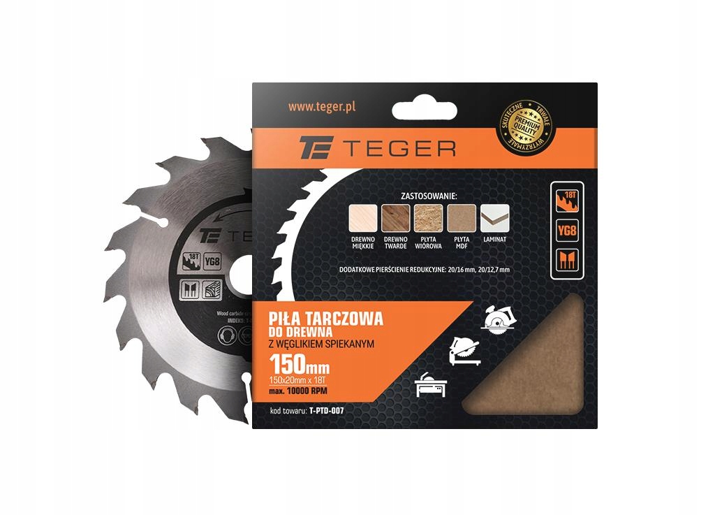 Piła tarczowa do drewna z węglikiem spiekanym 150x20x18T / TEGER Marka Teger