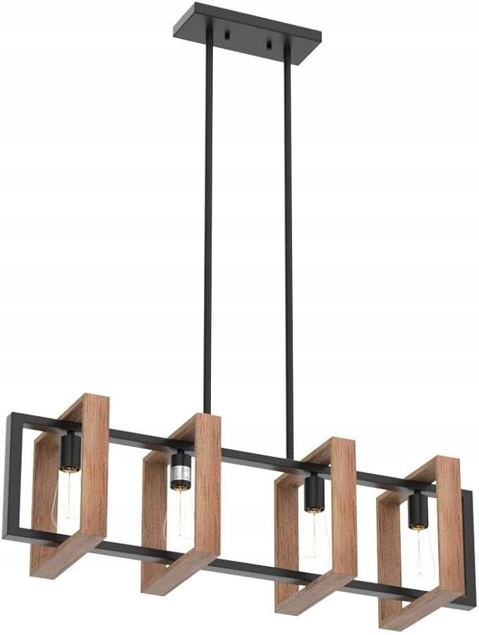 Závesná lampa čierna geometrická 90 Luster Loft do jedálne Kov Drevo