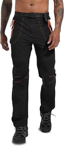 Cienkie Męskie Spodnie Trekkingowe Szybkoschnące Czarne Z Paskiem 3XL