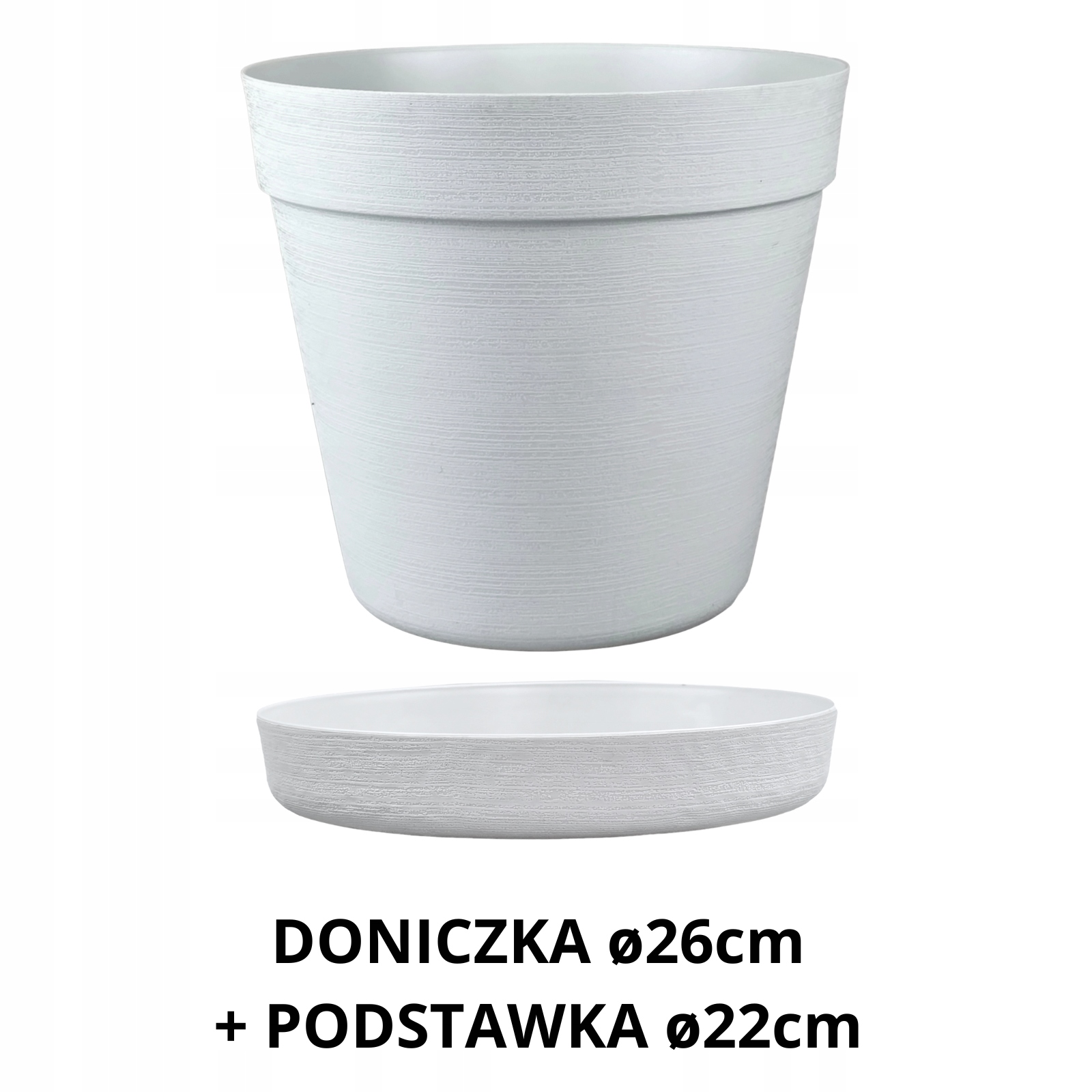 ZESTAW Doniczka 26cm + Podstawka 22cm, 8L Stylowy Zestaw EKO, SZARY 2