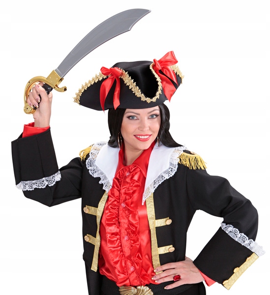 KAPELUSZ PIRATKI PIRACKI PIRATA CZARNY KOKARDY Marka Widmann
