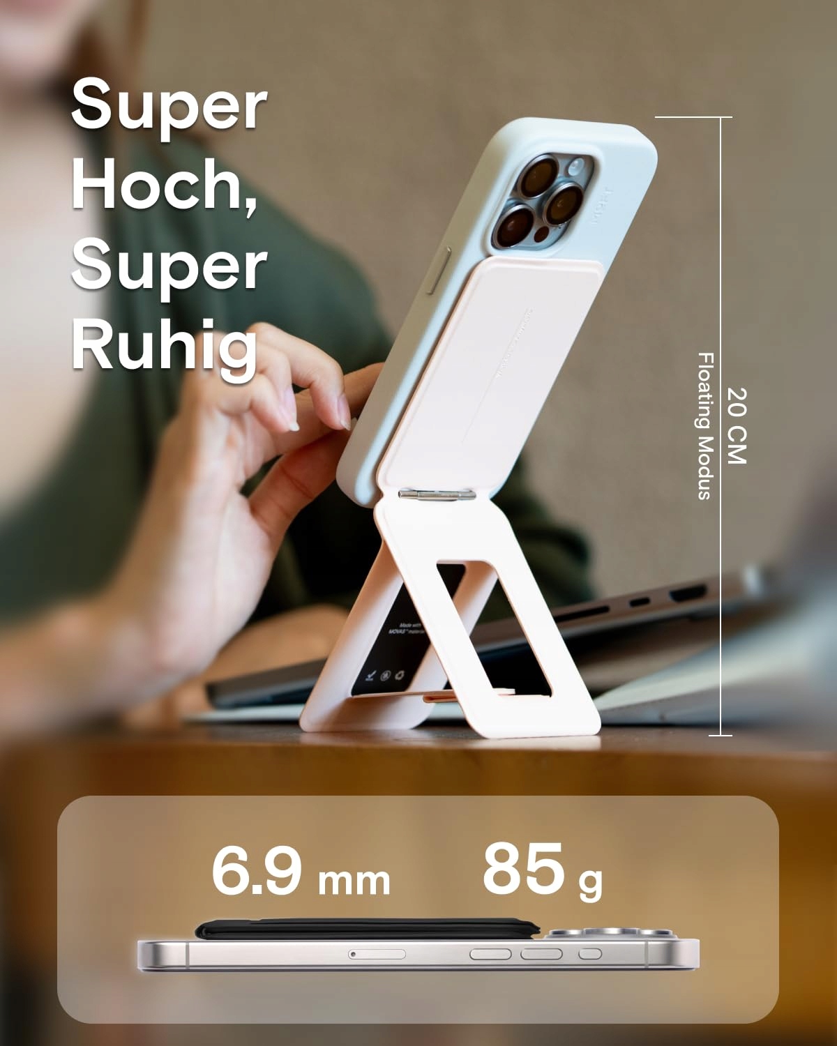 MOFT Magnetyczny Stojak Na Telefon Z Regulacją Kąta iPhone 16-12 Różowy — miniatura 2