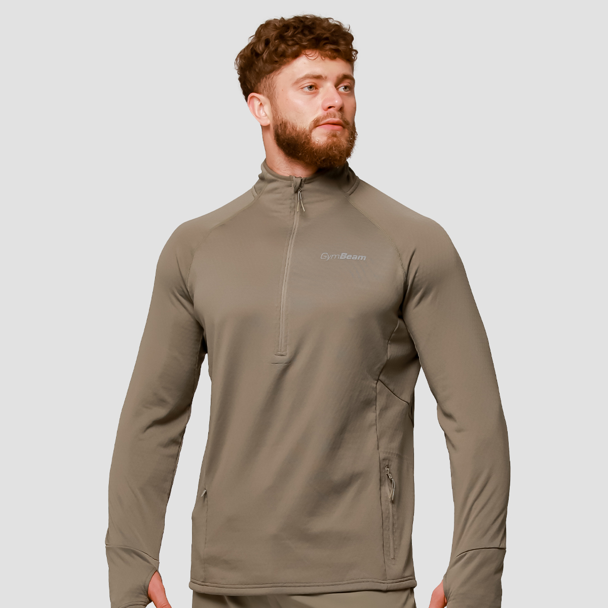 GymBeam Bluza do biegania Pulse 1/2 Zip Vetiver M