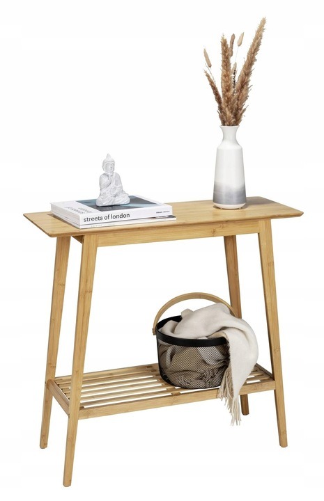 Konzolový bambusový stolík do predsiene, polica