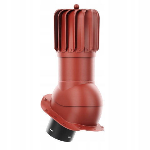 Rotačný krb Rotoline pre plechovú krytinu B fi 150 mm, podlhovastý, červený
