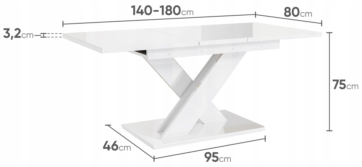 Stół rozkładany 140-180 Czarny+Biały Połysk+GRATIS Kolekcja BONX