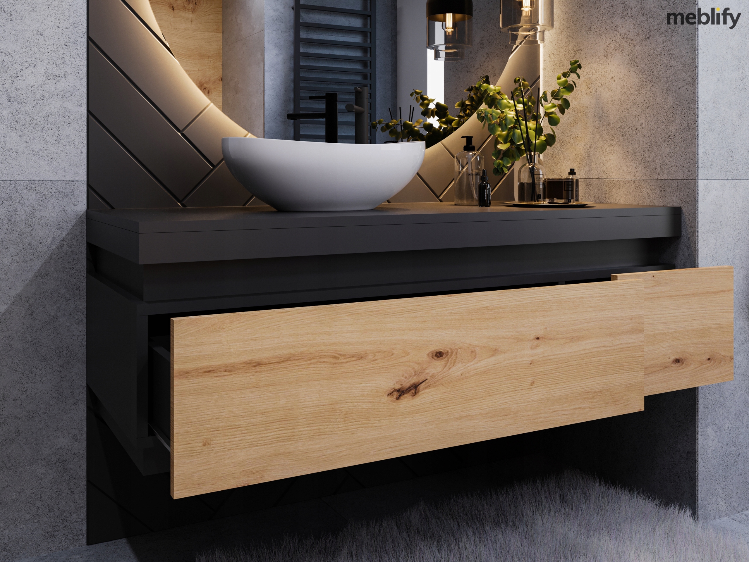 Szafka łazienkowa SELI czarny mat Marka Meblify