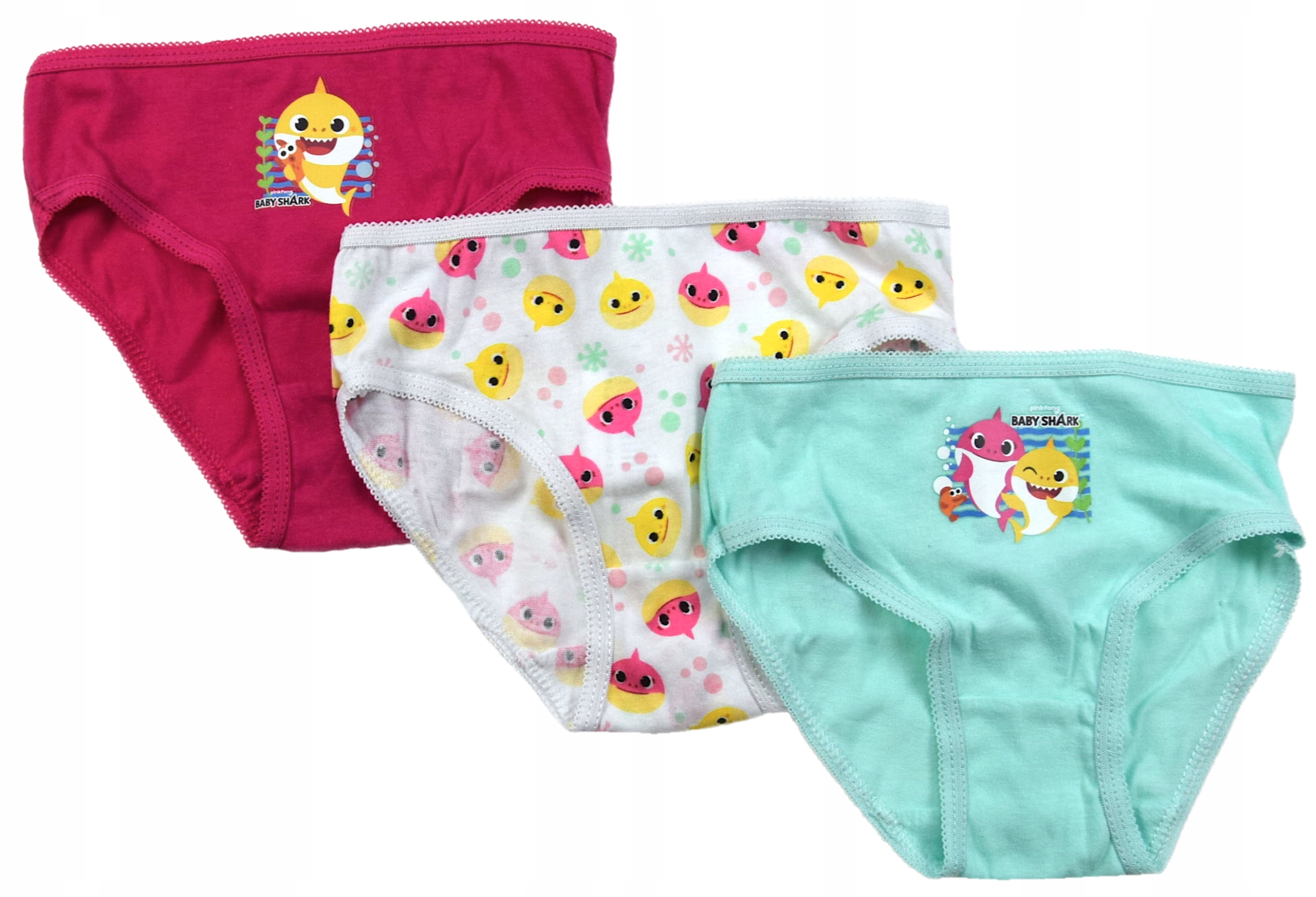 

3-PACK Figi Majtki Baby Shark Rekin Fuksja 92/98