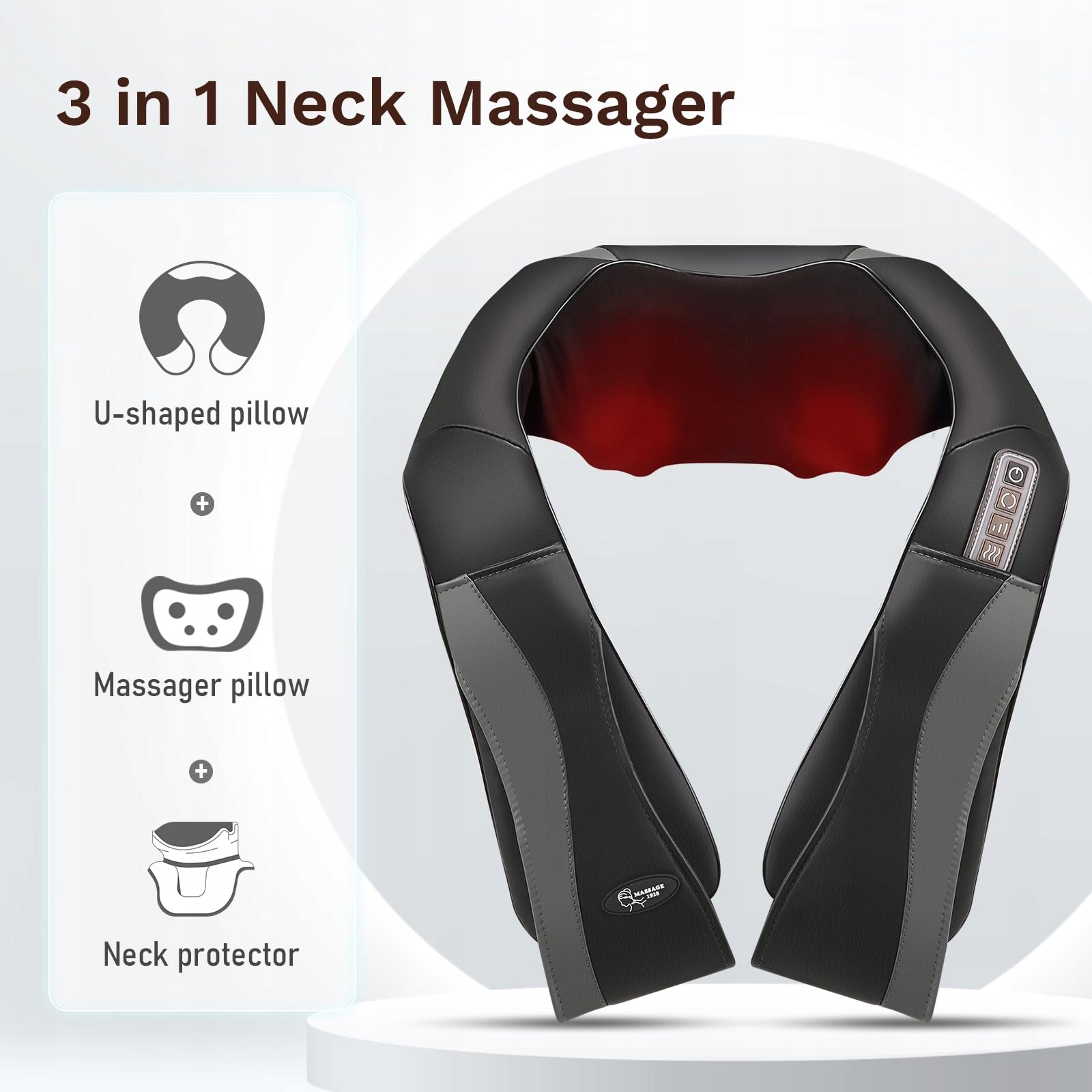SHIATSU Masażer Szyi i Ramion z Podgrzewaniem Elektryczny Do Domu i Biura — miniatura 5