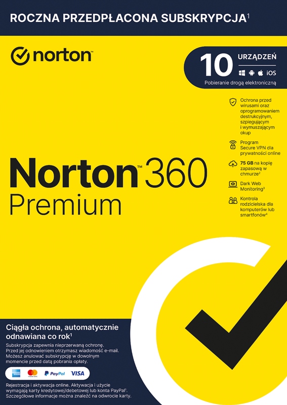 Norton 360 Premium dla 10 PC na 1 rok + VPN