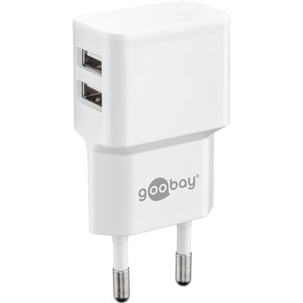 Goobay Zasilacz i ładowarka 230V do 2x Usb, maks. 2,4A, biały