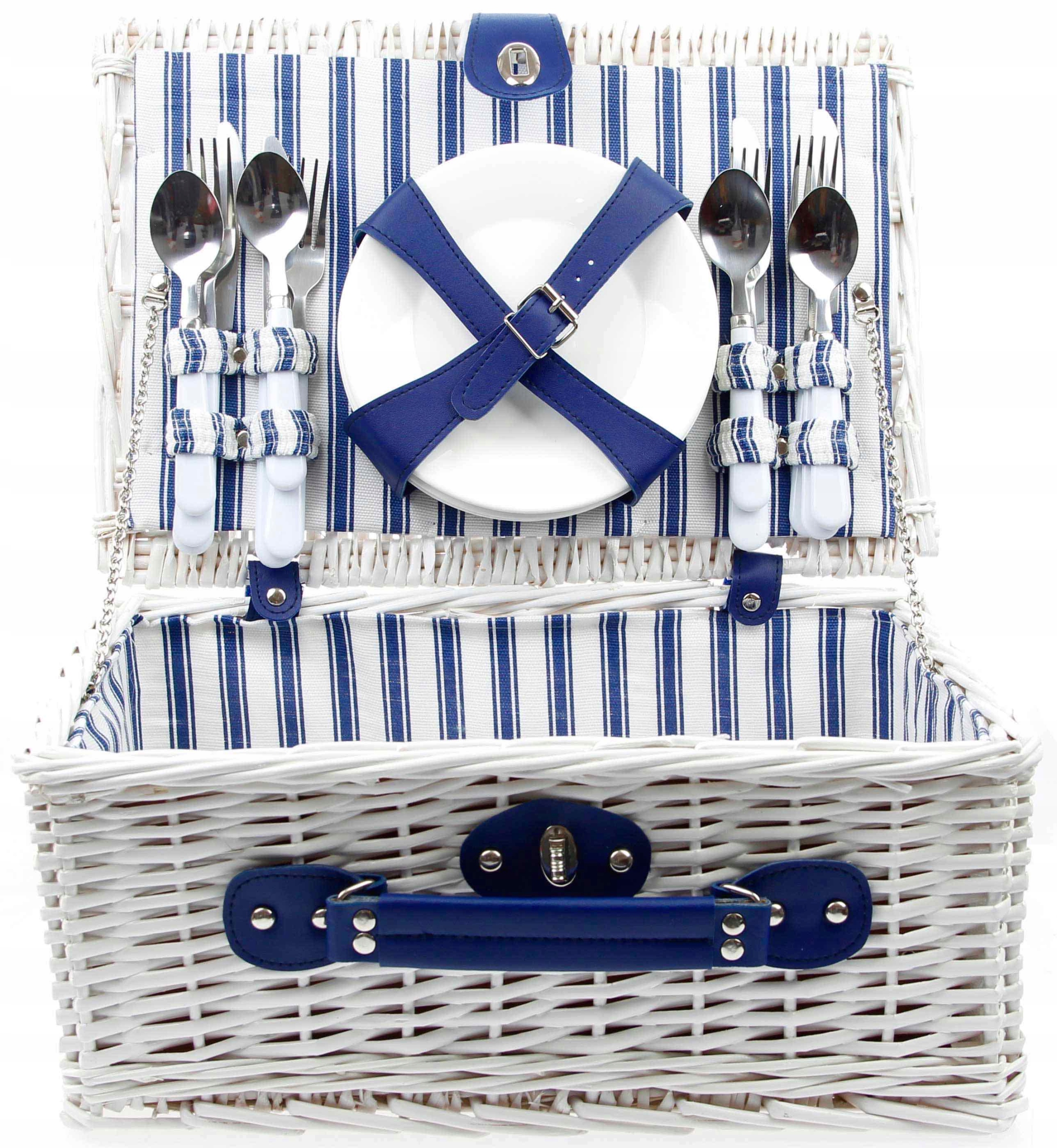 KOSZ PIKNIKOWY WIKLINOWY KOSZYK DLA 4 OSÓB ZESTAW Głębokość produktu 28 cm