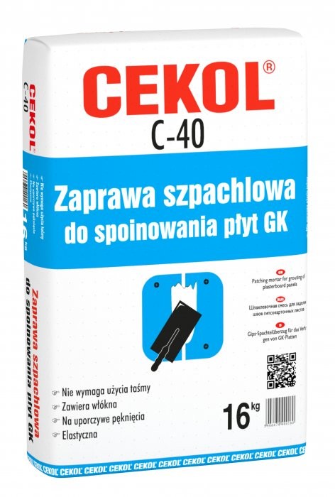 CEKOL C-40 ZAPRAWA SZPACHLOWA SPOINOWANIE G-K 16KG