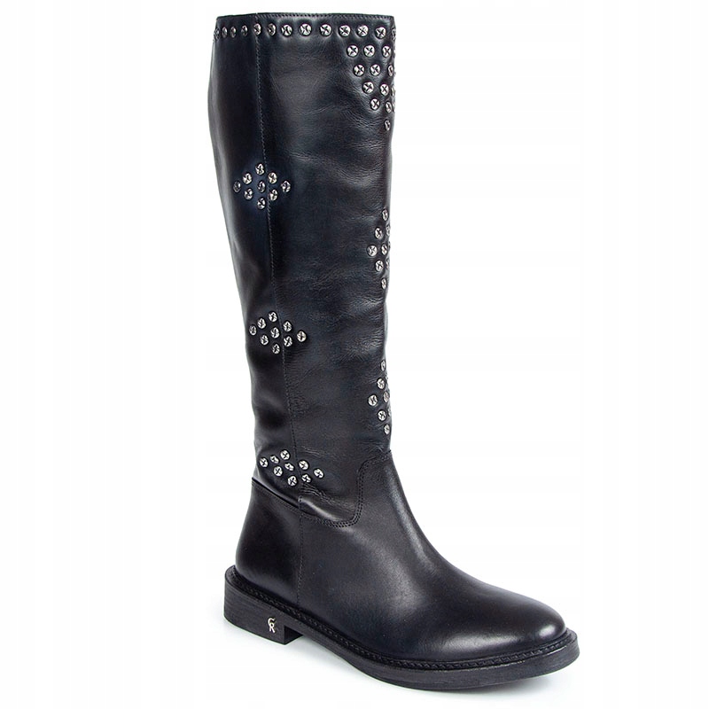 CARINII B9853 KOZAKI OFICERKI SKÓRA LICO CZARNE 38