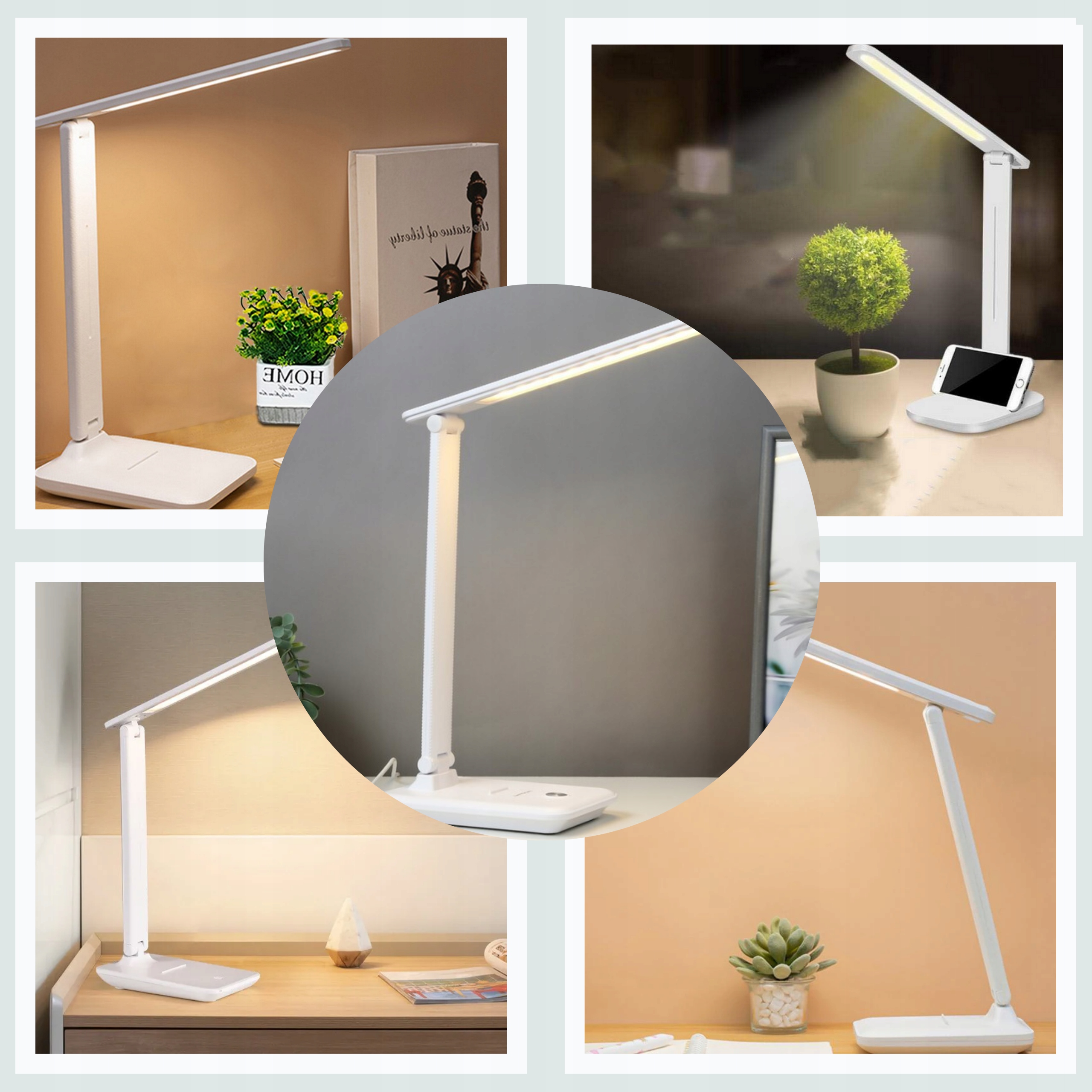 LAMPKA NA BIURKO LED SZKOLNA REGULOWANA KREŚLARSKA Kolor biały