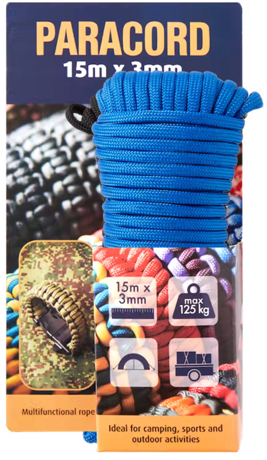 Paracord Rope Blue 3mm x 15meter
