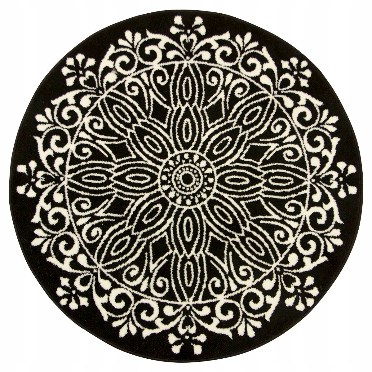 

śr. 160 cm Czarny Okrągły Dywan Luna Ornament Koło