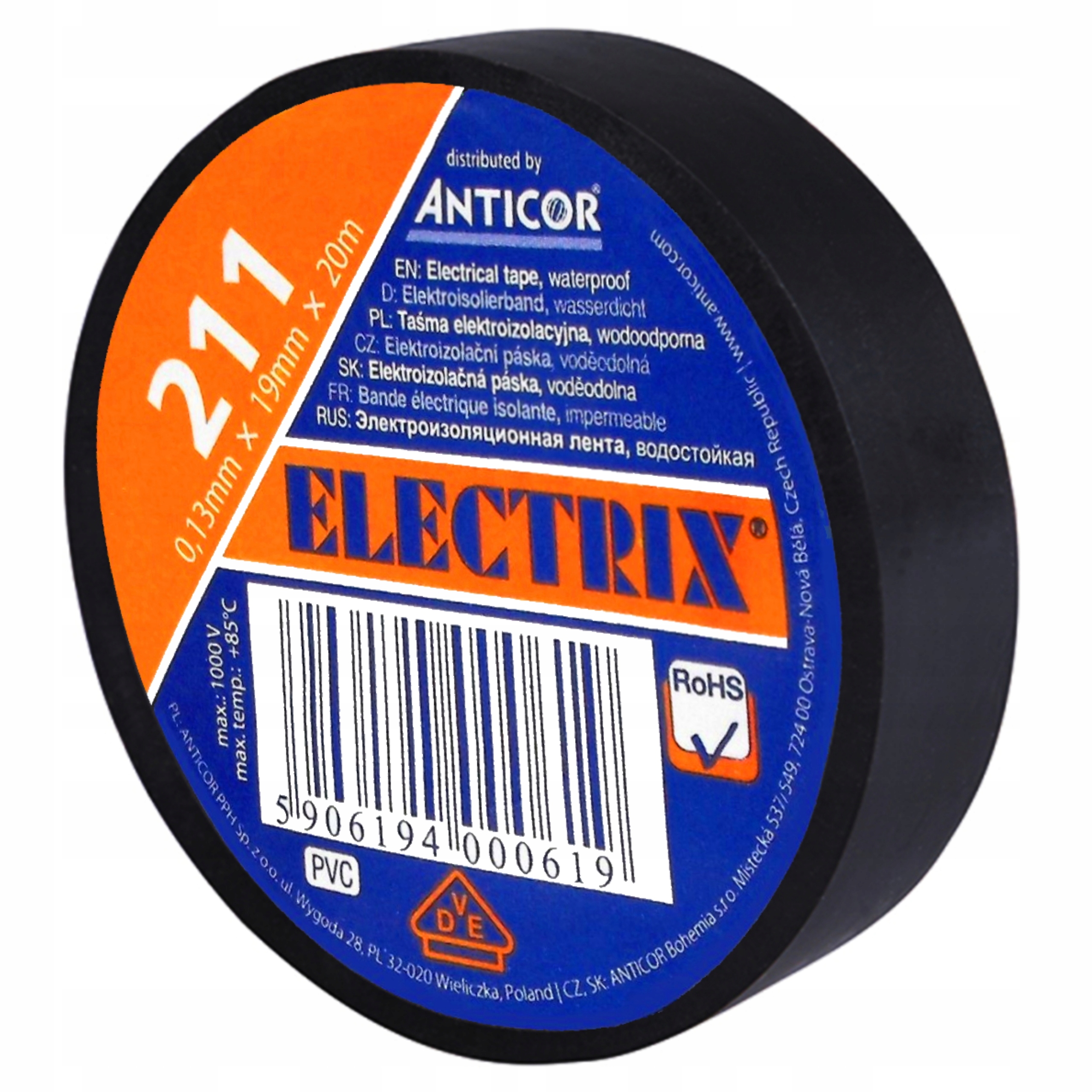

Taśma izolacyjna elektroizolacja Pcv 19x20 czarny