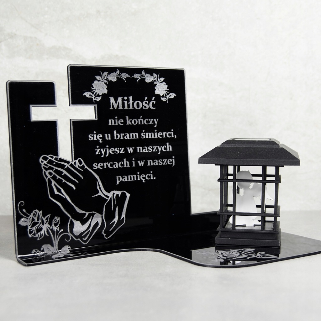 PODSTAWKA POD ZNICZ SOLARNY ANIOŁEK SZKŁO AKRYLOWE Kod producenta LAS-128-ZEST-RECE