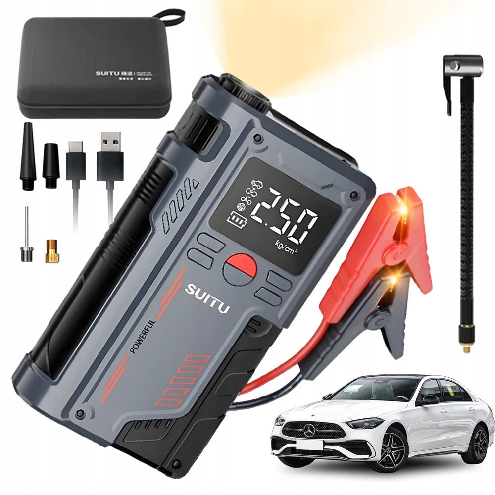 Nouzové Napájení Automobilu 12 V S Powerbankou 20000 Mah A Kompresorem