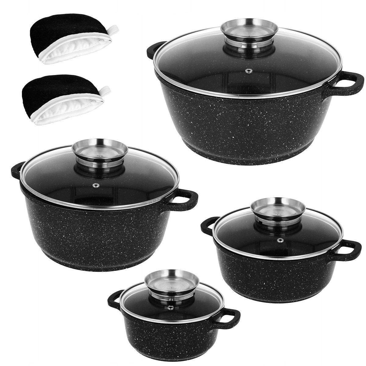 ZESTAW GARNKÓW Z POWŁOKĄ MARMUROWĄ 8ele Materiał aluminiowe