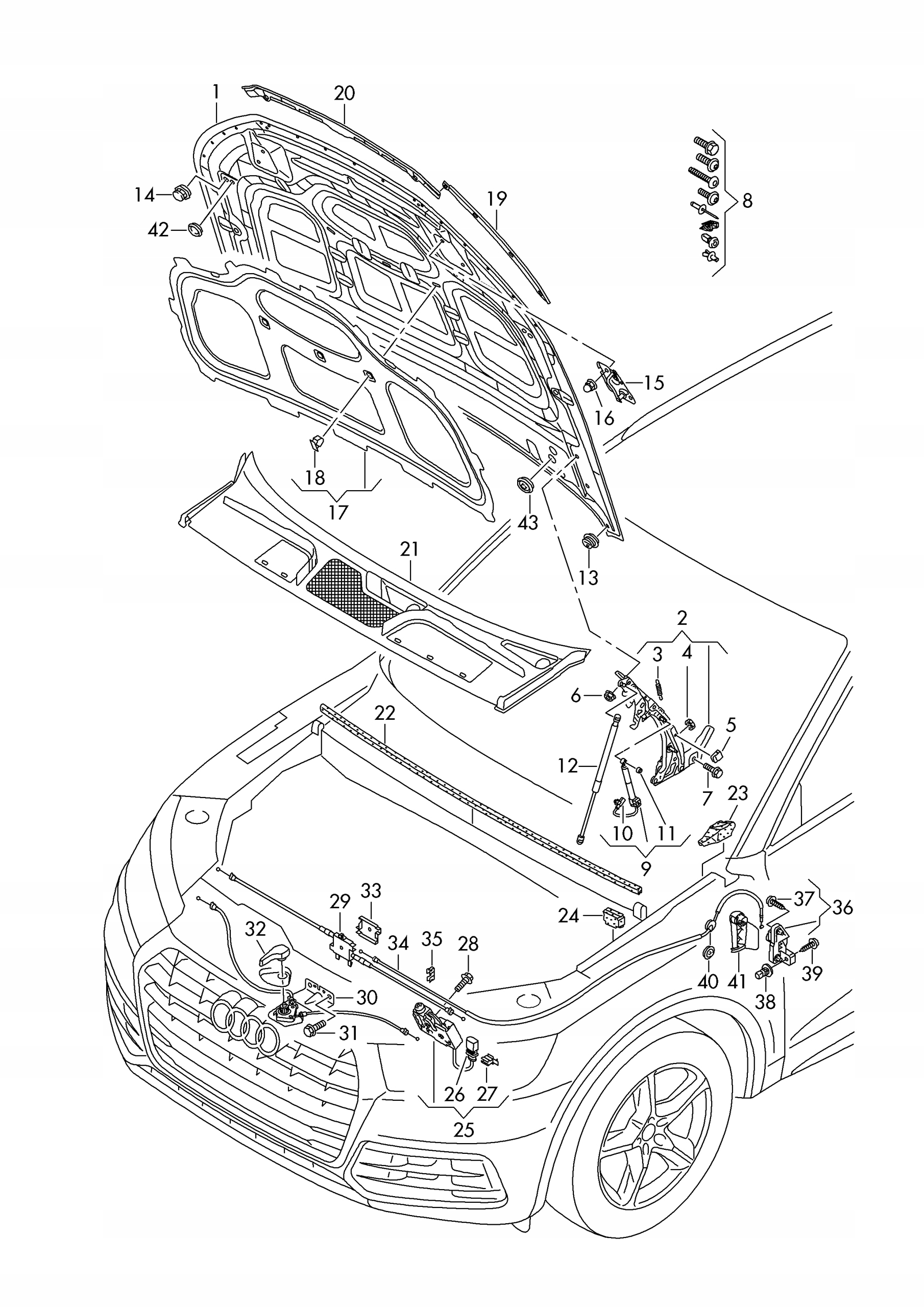Uszczelka ogranicznik maski lewa AUDI Q5 2016-2021 Numer katalogowy części 80A823125