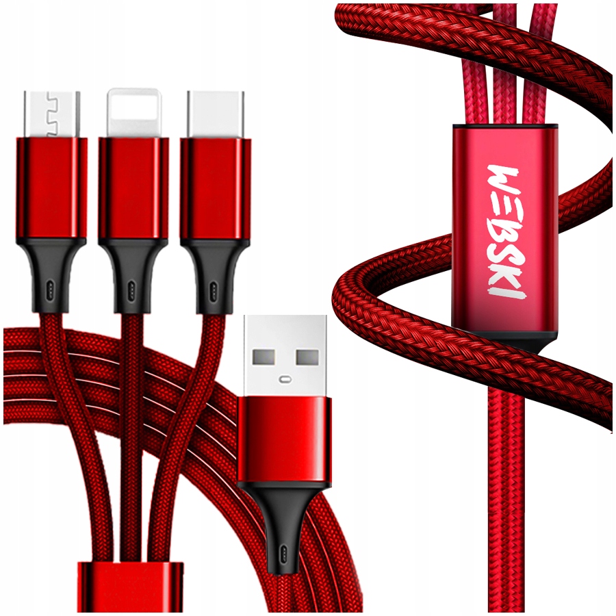 

Kabel 3w1 Webski Pro Series microUSB Typ-c iPhone