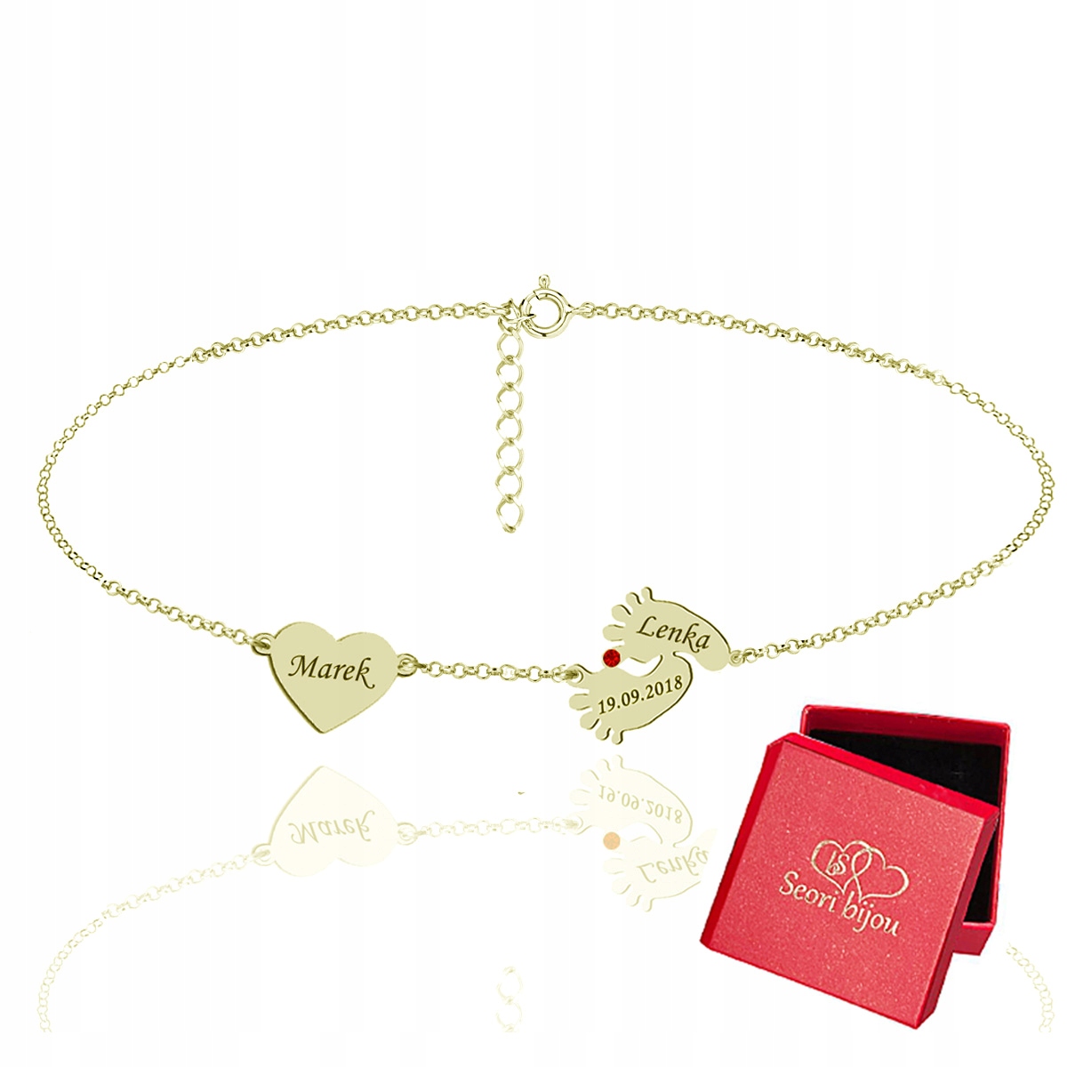 

Naszyjnik Stópki Serce Swarovski Srebro Pozłacany