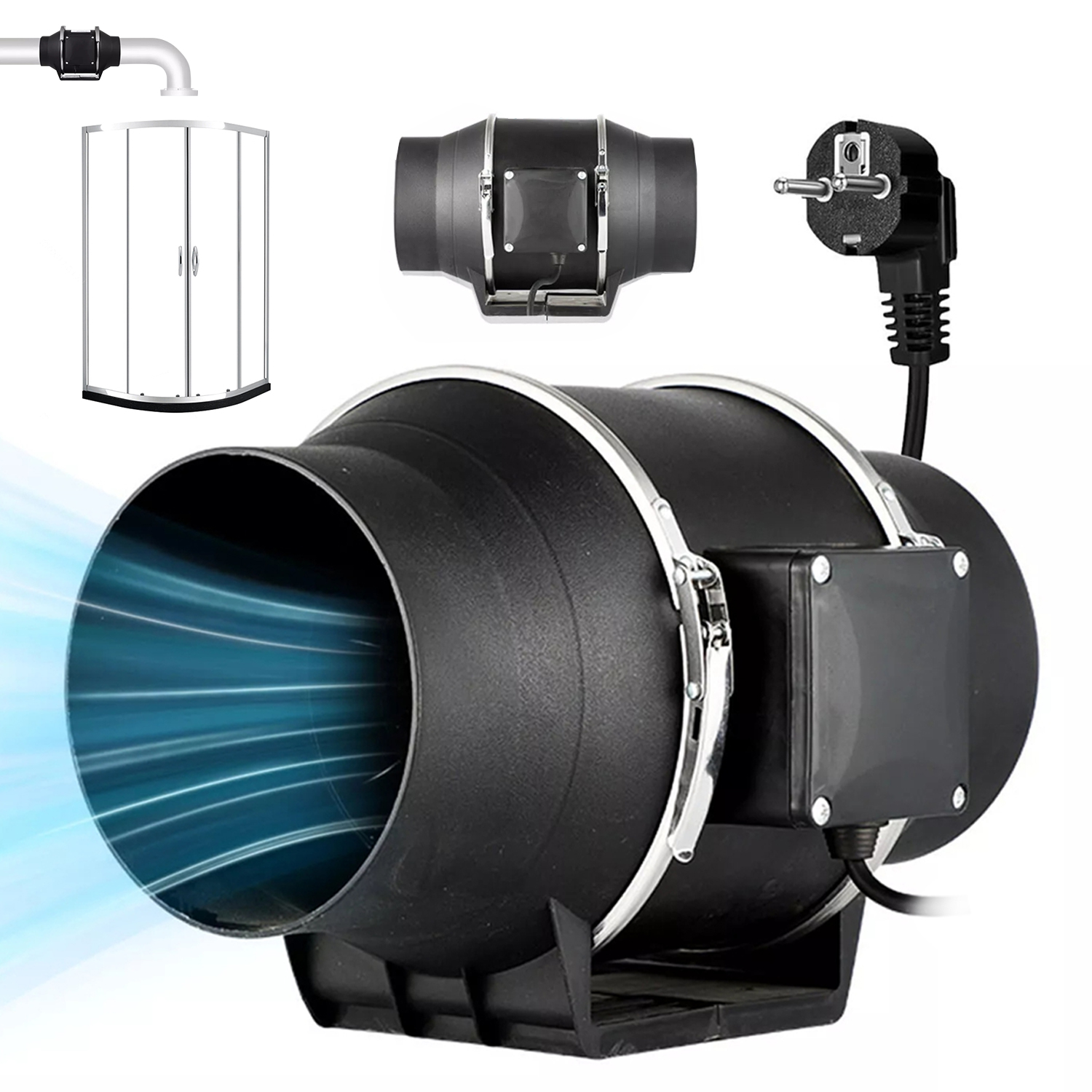 Dvousměrný Odtahový Kanálový Ventilátor 100 MM 40 W S Výkonnou Zástrčkou