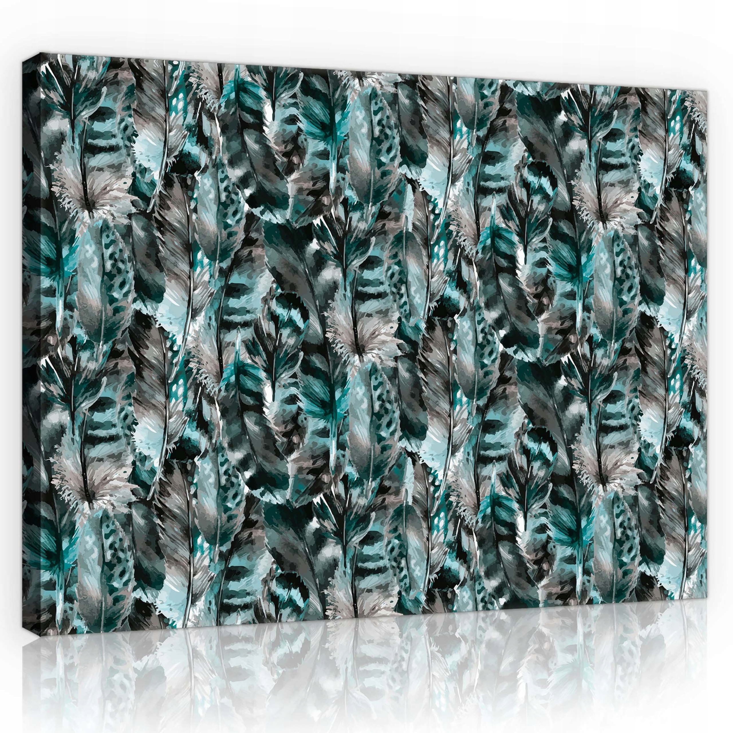 Obraz 80x60 Peří vzor textura šedá tyrkysová elegance klid příroda