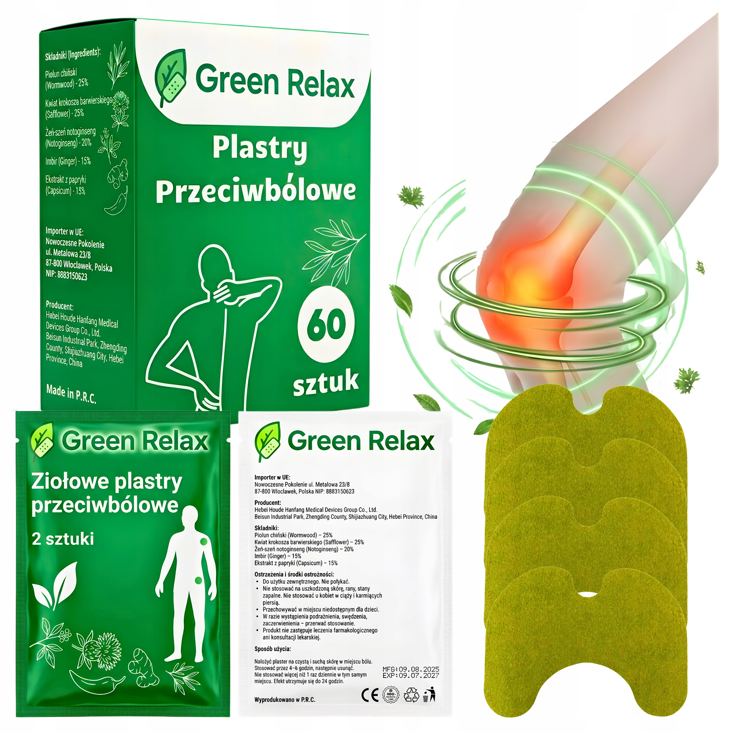 Plastry Rozgrzewające Przeciwbólowe Na Kręgosłup Kolana Biodro Barki 60 Szt