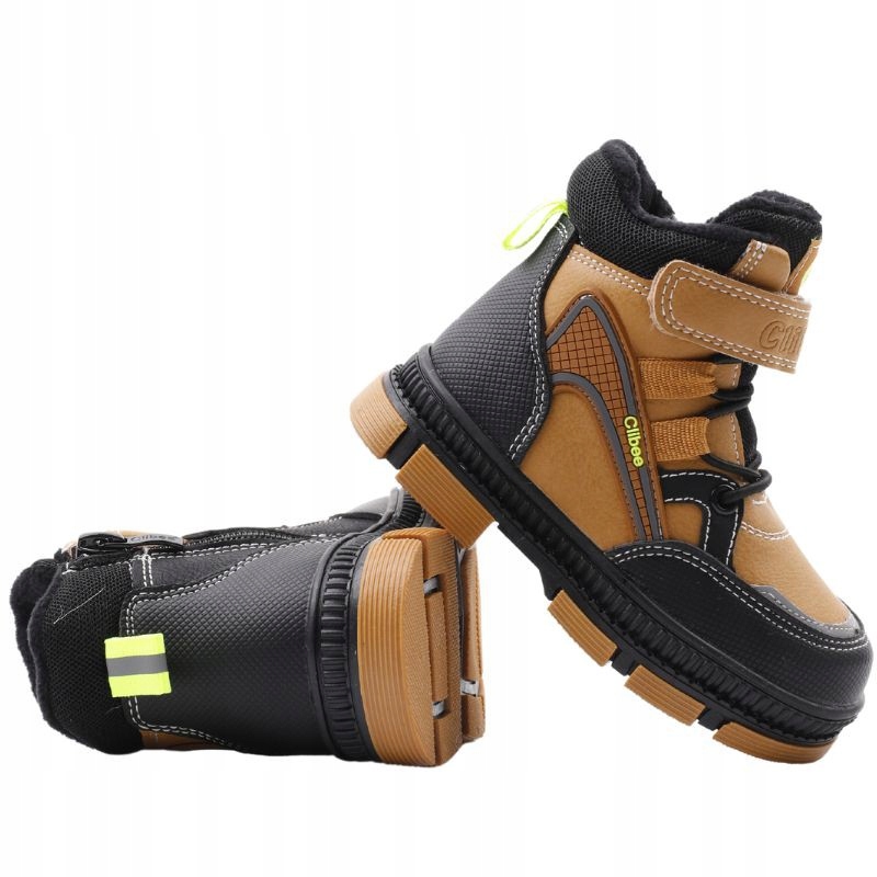 BOTKI CHŁOPIĘCE OCIEPLANE BUTY ZIMOWE SPORTOWE ŚNIEGOWCE TRAPERY CAMELOWE