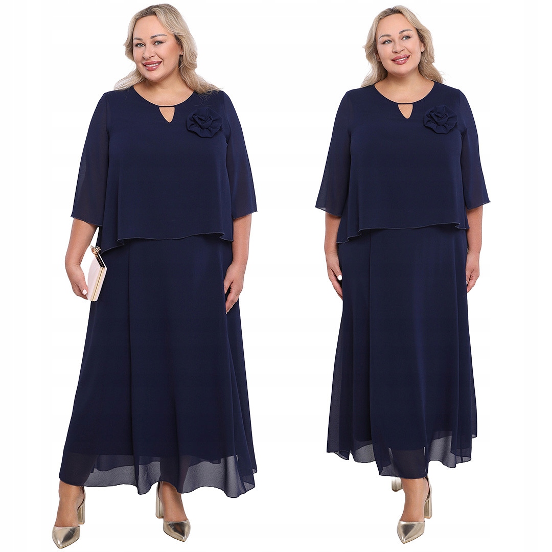 Elegantní tmavě modré šaty s ozdobou 56