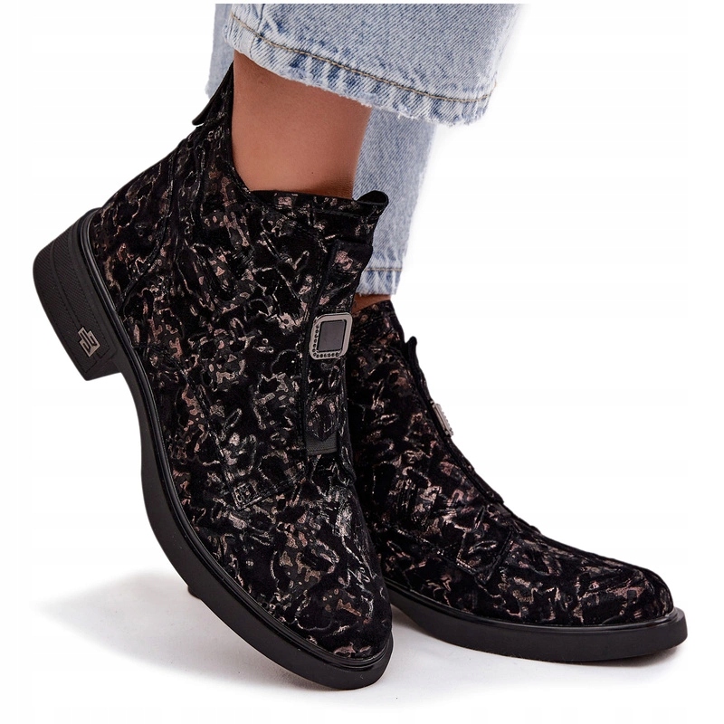 Dámské Kotníkové Boty Z Přírodního Semiše D&a CR52-713 Černo-hnědé 39