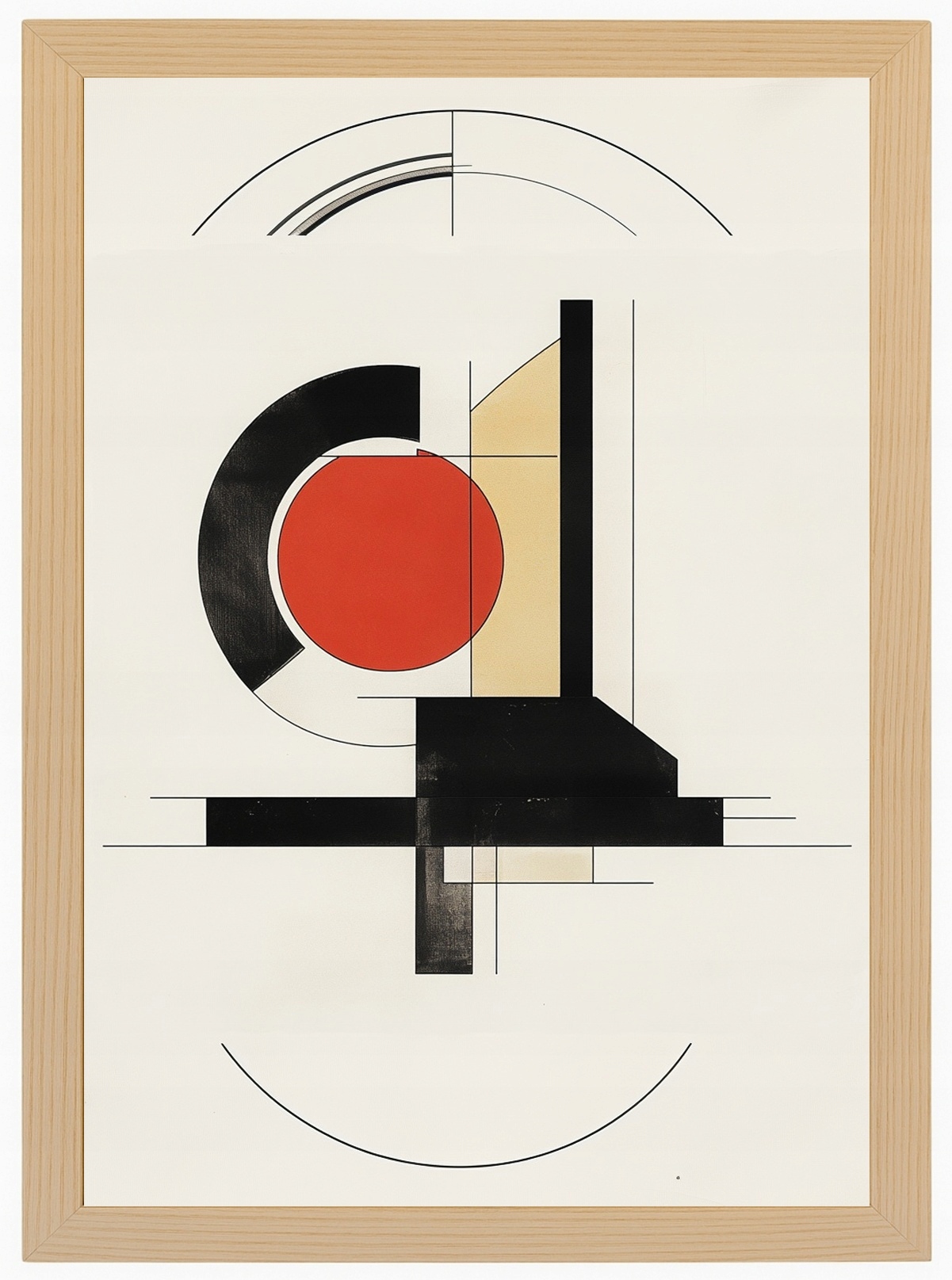 Plakát Rámeček Dřevo Grafika Geometrie Kolo Abstrakce Bauhaus 70x100