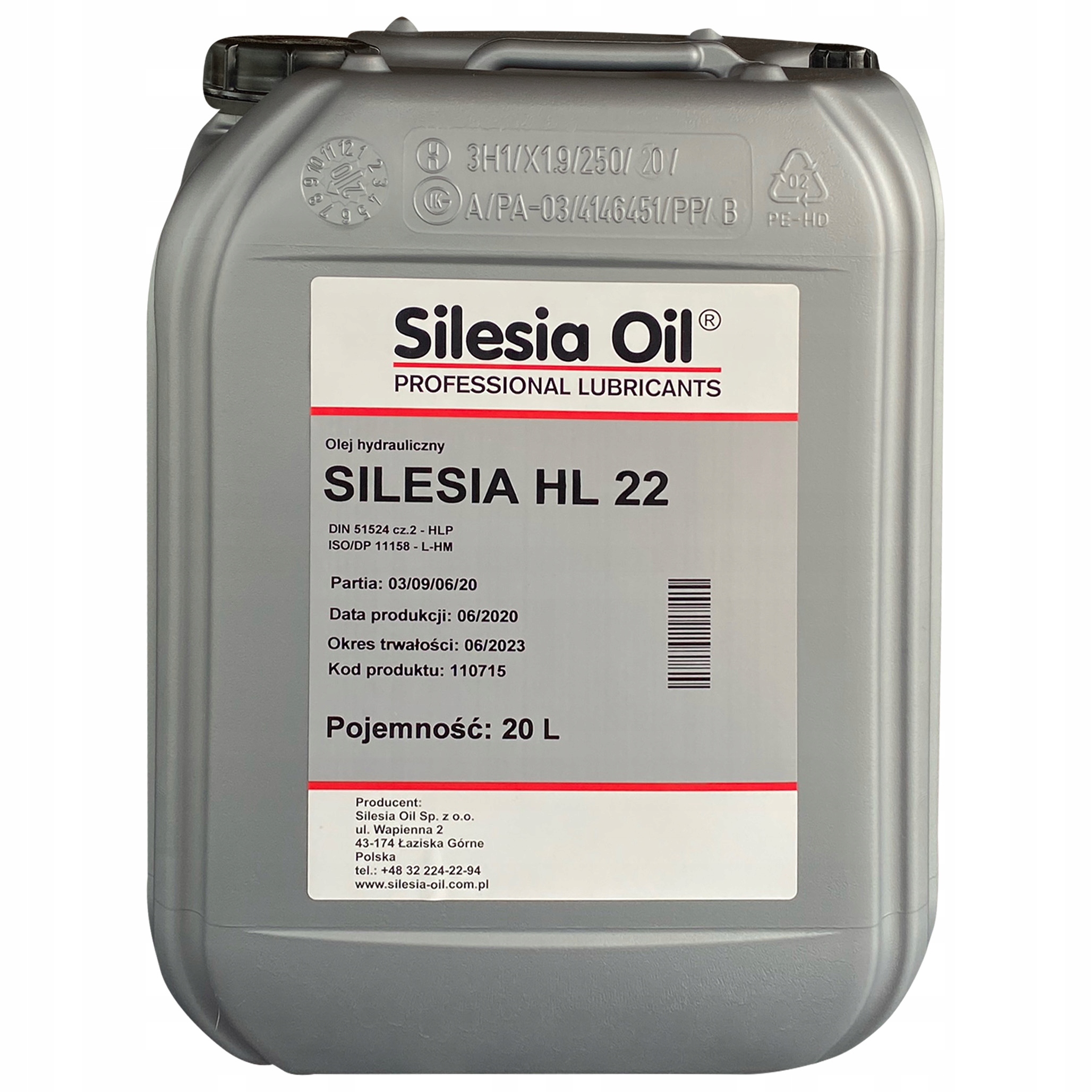 ГИДРАВЛИЧЕСКОЕ МАСЛО SILESIA OIL HL 22 20L