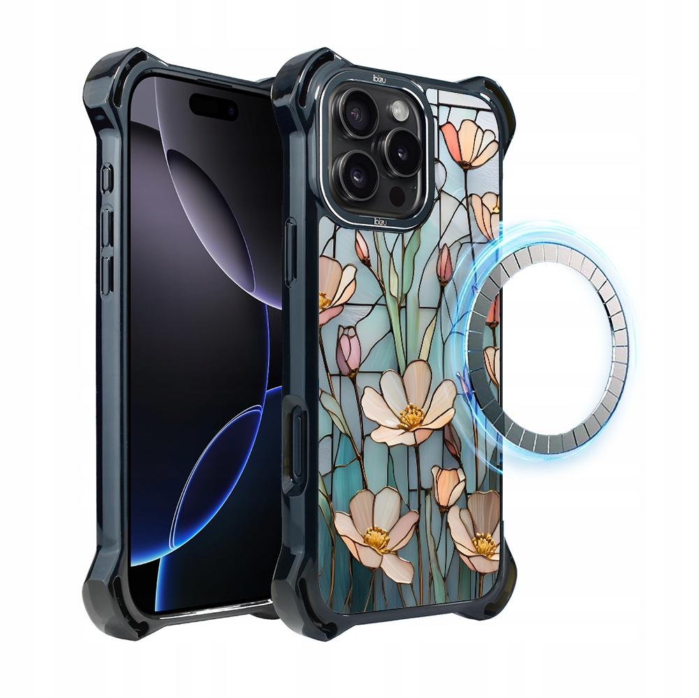 Pouzdro pro iPhone 16 Pro Ibizu DropGuard Ultra s MagSafe, Šepot květin