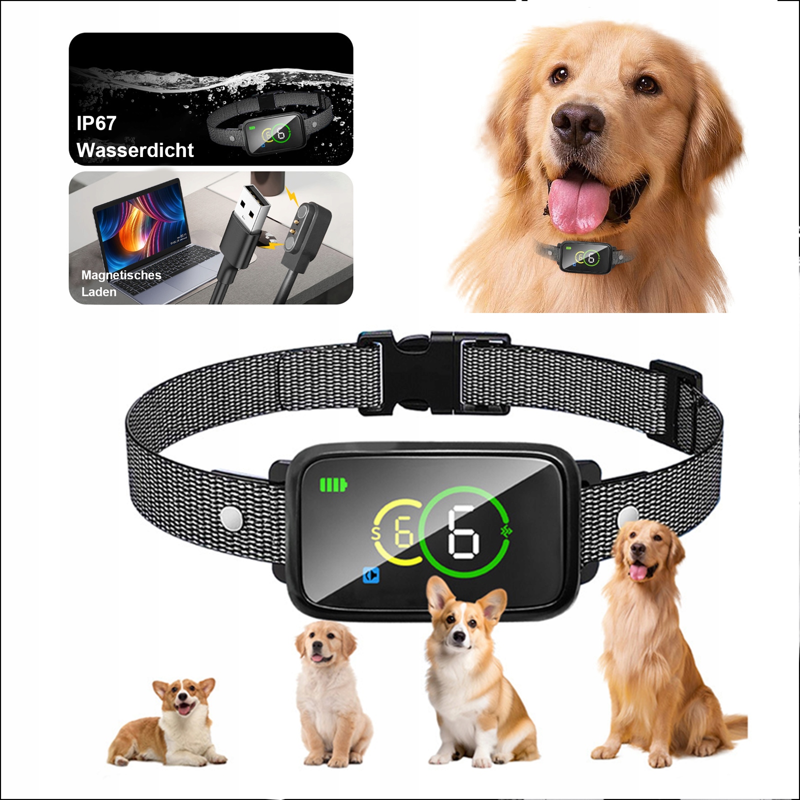 Levně Elektrický Psí Obojek Proti Štěkání, Tlumící Hluky, Efektivní, Inteligentní, Voděodolný